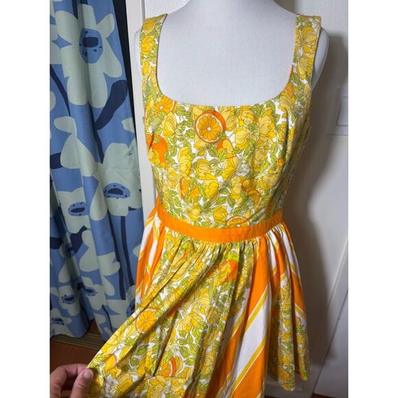J Crew Stefania Dress limone scarf print Oranges Novelty Size 6 NWOT Preppy - Picture 3 of 5